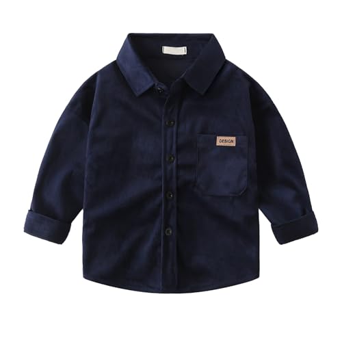 Boys Long Sleeve Solid Color Corduroy Shirt Fashion Button Down Shirts Jacket Coat Outwear Toddler Fall