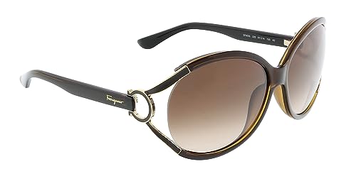 Salvatore Ferragamo Oval Sunglasses SF600S 220 Brown/Gold 61mm 6003