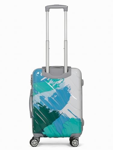 Image of Teakwood World Small 55 cm Cabin Size Trolley Bag Polycarbonate 360 Degree 8 Wheels Luggage Bag with TSA Lock, Adjustable Handle Trolley Bags for Travel, Suitcase for Travel | Wave Green