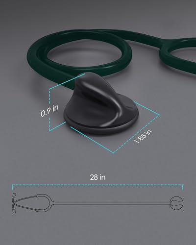 Clairre Lightweight Stethoscope for Back to School - Essential for Nurses, Doctors & Medical Students - Medical Single Head Heartbeat Monitor for Home Health Use with Accessories - Green Tube - Thumbnail 2