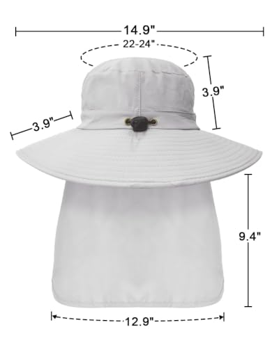 Image of Outdoor Sun Hats with Stowable Neck Flap for Men Women UPF 50+ Mesh Summer Bucket Hat Wide Brim for Fishing Safari Hiking