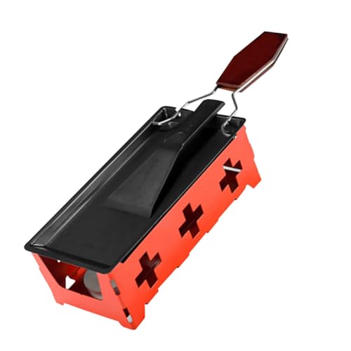 ABOOFAN 1 Set Portable Non Stick Bakeware Set for Cheese Grill Outdoor Camping Cookware with Red Stove Rack Baking Tray Small Spatula Handle for Cheese Fondue Picnics