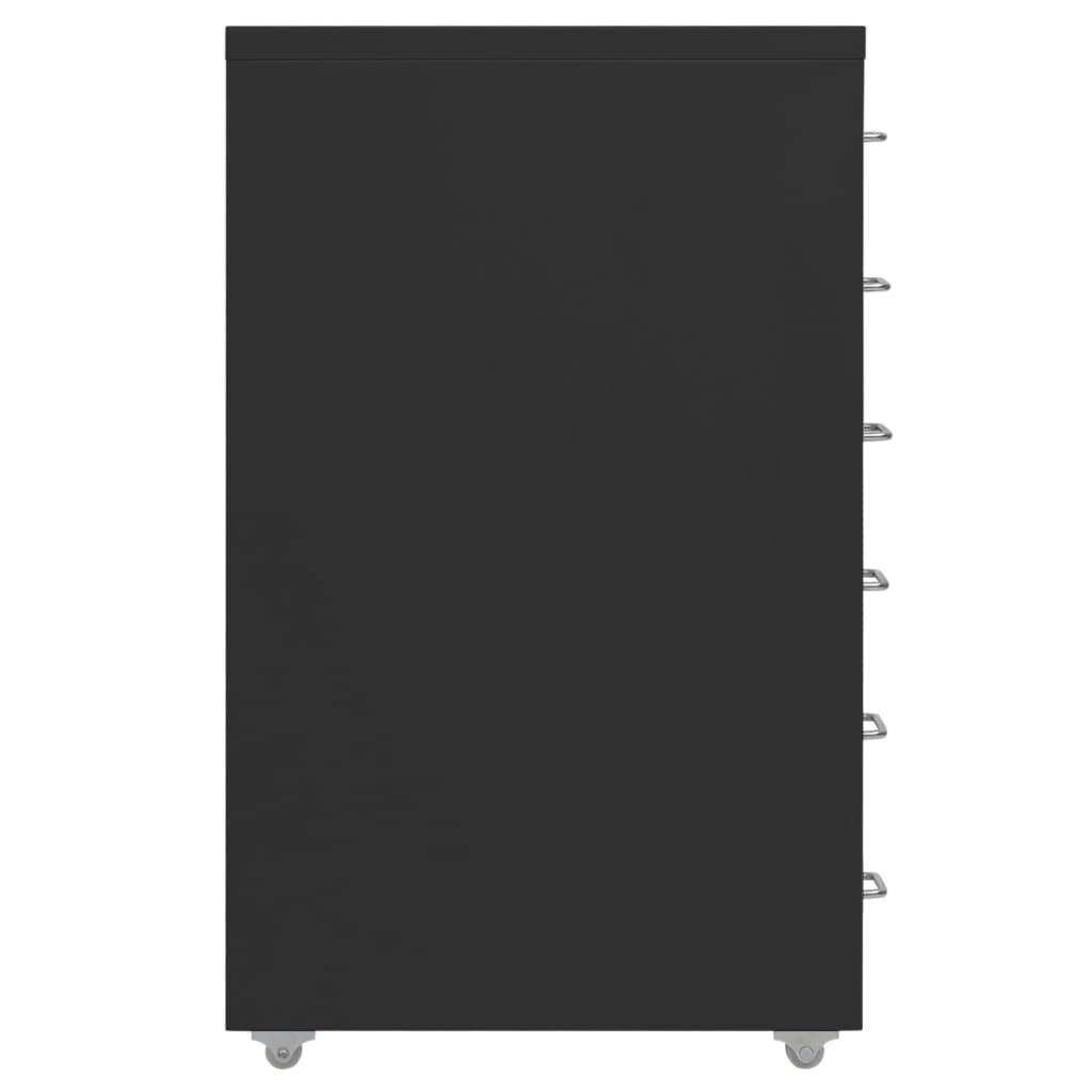 Brokky Schedario Mobile Nero 28x41x69 cm in Metallo-Cassettiera,Mobiletto da Ufficio con Serratura,Regolabile per Cartelle Sospese,Superficie Testurizzata,per Ufficio,Studio
