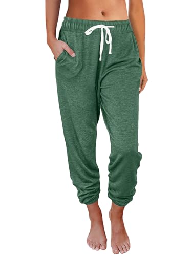 AUTOMET Sweatpants Women with Pockets Lounge Pajama Pants Work Joggers Fall Clothes Winter Business Casual Outfits 2025 Green XL