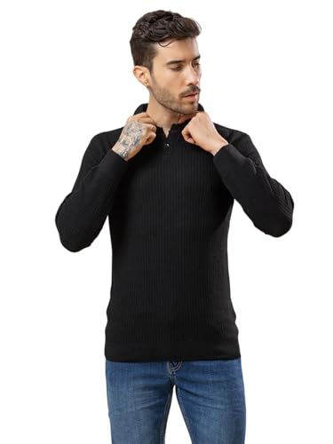 Image of TYSORT Men's Knitted Polo Sweater Casual Full Sleeve Pullover Sweater with Button Collar