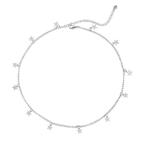 YANCHUN Star Choker Necklace Silver Star Necklace Choker for Women Dainty Choker Necklace Gift (C:Silver Star Choker)