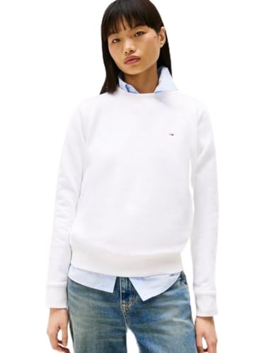 Tommy Jeans Tjw Reg S Flag Crew Dw0Dw19959, Sudadera sin Botones Mujer, Blanco (White), M