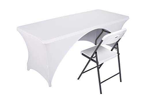 Lzy Fitted Table Covers For 6 Foot Folding Tables,Open Back, Spandex/Stretch/Elastic Rectangular Table Cloths For Trade Show Display Or Party (6Ft-Ob1Pc, White) #TOP3