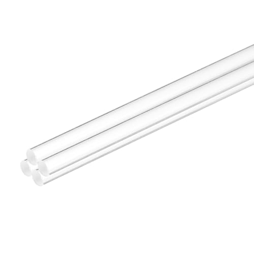 MECCANIXITY 4 Pcs Acrylic Round Rods 5/32" x 10" Clear Acrylic Dowel Rods Sticks Plastic Sticks Strip for Model Making DIY Crafts Lighting Gardening Decorations - 4mm x 250mm