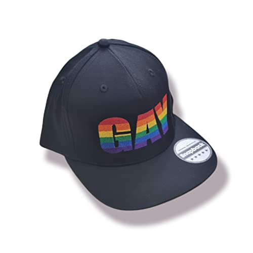 Mützenfritze Hochwertig bestickte 5 Panel Snapback Cap Gay in Regenbogenfarben. Ideal für CSD, Pride usw. Größenverstellbar