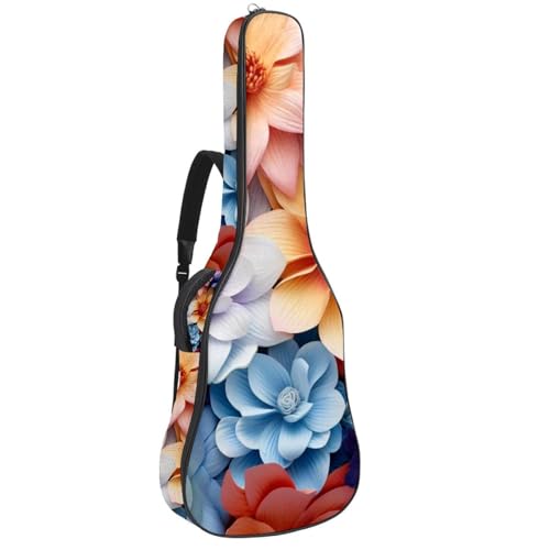 Housse de guitare acoustique 109 cm fleurie en tissu Oxford imperméable