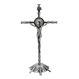 Description : dijiusidy Croix Crucifix sur Pied de Style rétro Vintage avec Socle. Belle Croix Murale, Cadeau pour Pâques, confirmations, Statue et décoration.