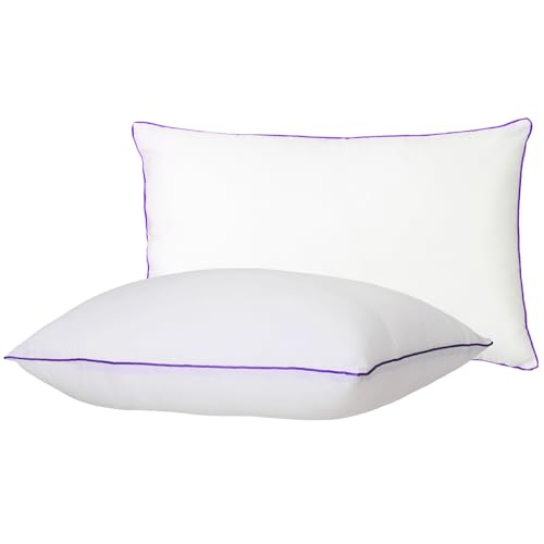 Amazon Basics Microfiber Bed Pillow | 68 x 43 cm | Pack of 2 | Long-Lasting Fluffiness | Breathable & Soft (White)