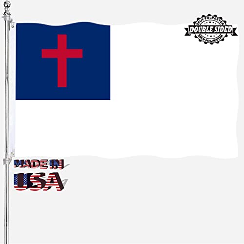 Christian Flag 3X5 Double Sided Outdoor Christianity Cross Church Jesus Faith Heavy Duty 3 Ply Thick Nylon Material With 2 Metal Grommets, 4 Rows Of Stitching #TOP6