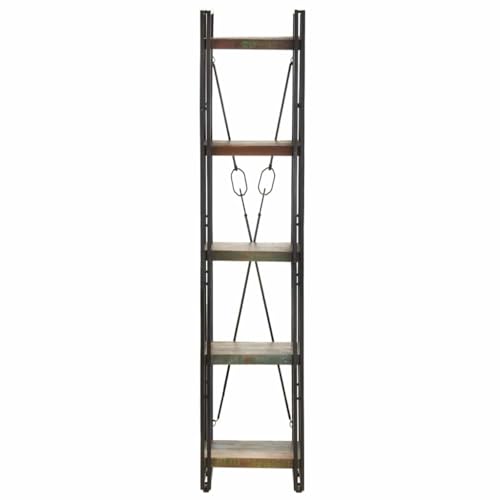 Estantería de 5 compartimentos de madera y metal para libros librería industrial 180 cm 4