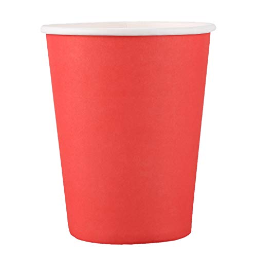 Lot de 20 gobelets en carton (255 g) – Couleurs unies pour anniversaire, restauration (rouge)