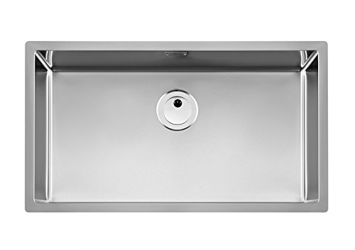 Roca A870E10740 Fregadero 1 Cubeta 790x450x200 Sobre o Bajo Encimera, Coleccion Praga, Acero Inox