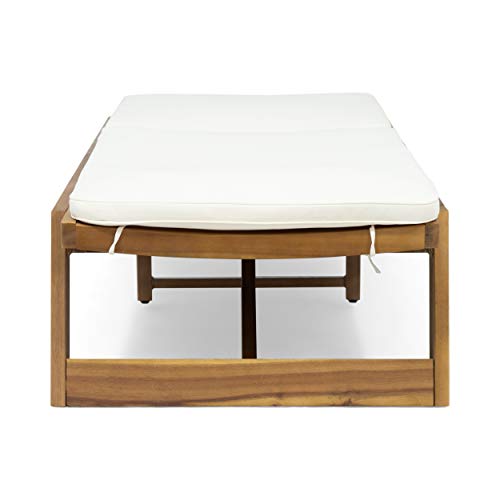 image for Christopher Knight Home Eugene Outdoor Acacia Wood 3 Piece Chaise Loun