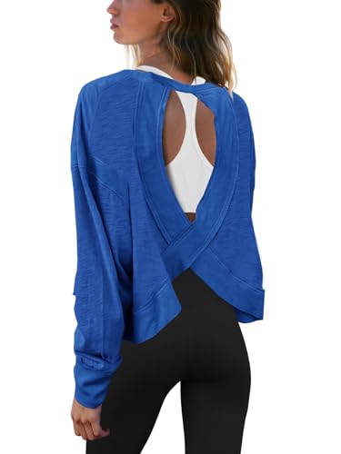 Image of Panadila Womens Open Back Workout Tops Long Sleeve Shirts