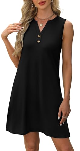 Image of XIEERDUO Summer Dresses for Women 2026 Beach Vacation Clothes V Neck Button Sundresses with Pockets