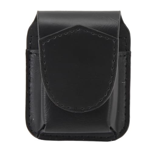 Bolsa de isqueiro de couro PU, estojo de isqueiro com fivela magnética com passador de cinto, interior de veludo macio para proteção do isqueiro e viagens ao ar livre (preto)