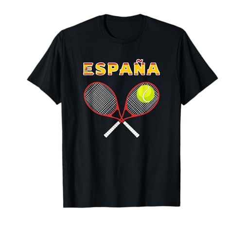 Pelota de tenis de España, raqueta/bandera del país, jugadores de España, aficionados Camiseta