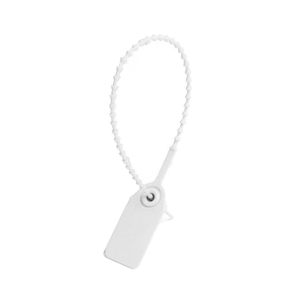 100Pcs Numbered Tags Self-locking Tie Tamper Resistant Signage Disposable Plastic Fixed Seals(White)