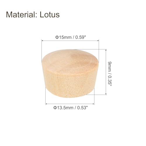 Image of uxcell 80Pcs Wood Button Plugs, 13.5mm /0.53 inch Flat Head Hardwood Screw Hole Plug Wooden Caps Buttons Wood Plug for Furniture Woodworking Craft Decor (15mm x 13.5mm)