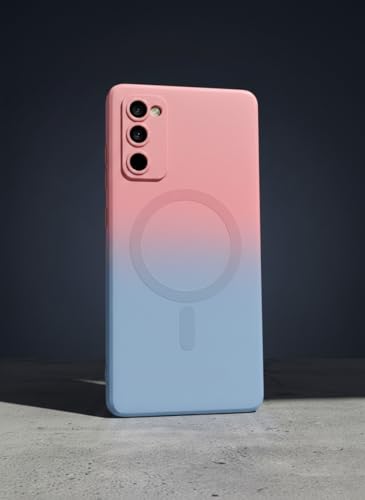 Image of amazon basics Gradient Mag-Safe Case for Samsung Galaxy S20FE 5G | Soft Silicone Shockproof Cover with Camera Protection | Slim Lightweight Design | Smooth Touch & Durable - Pink & Blue