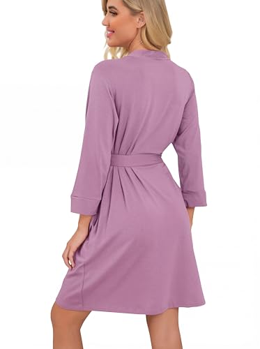Image of PrinStory Womens Robe Lightweight Short Knit Bathrobe Soft Ladies Sleepwear with Pockets