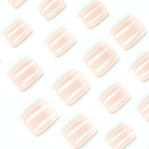 IMSOHOT Short Gradient Press on Nails Square Ombre Fake Nails Nude Glue on Nails Full Cover Acrylic False Nails Artificial Stick on Nails for Women and Girls 24PCS - Image 4