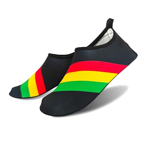 Image of Water Shoes for Women and Men Quick-Dry Swim Beach Shoes for Outdoor Surfing Yoga Exercise Jamaica Flag Caribbean Reggae Rasta