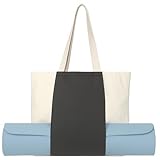 Jacob Bicerri Large Canvas Yoga Tote Bag with Yoga Mats Bags Carrier Black Eco Friendly Cotton Shoulder Bag for Pilates, Gym, Beach, Groceries & Travel YG06
