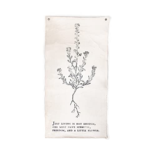 Sugarboo Botanical Crackled Canvas Tapestry - “Just Living Is Not