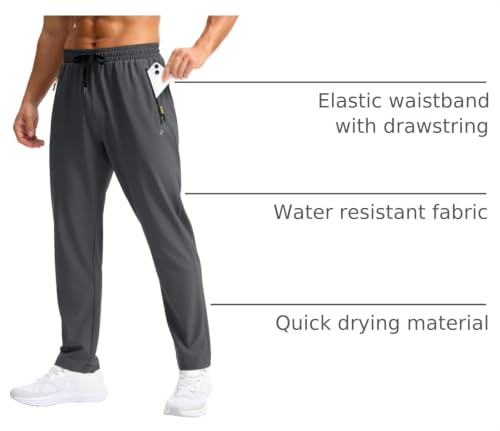 Image of Pudolla Men's Lightweight Hiking Pants Quick Dry Outdoor Sweatpants with Zipper Pockets for Athletic Workout Casual Travel