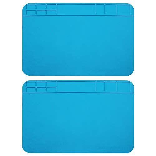 MZMing [2 Pack] Estera de soldadura 500? Almohadilla de soldadura resistente al calor Silicona Estación de reparación BGA Estera de Plataforma de reparación para reparar Reloj Laptop Electrónica Azul