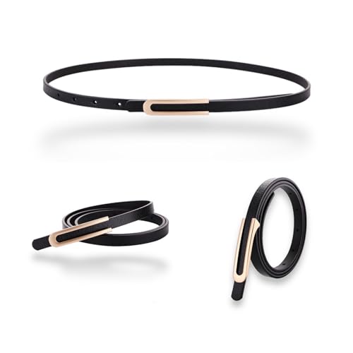 Women's Fashion Elegant Skinny Slim Genuine Leather Belts Waistband Thin Waist Belt With Gold Color Alloy Buckle3