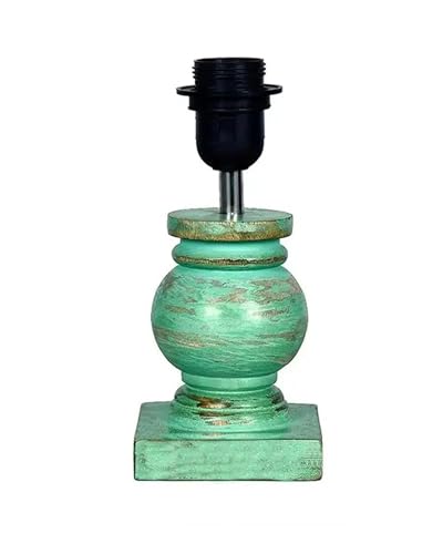 Image of Homesake Small Table Lamp with Green Wooden Base, E27 Holder Bedside Night Lamp for Bedroom Living Room, Decorative Study Desk Lamp Office, Warm Ambient Lighting for Home Decor, Gift, (Marigold)
