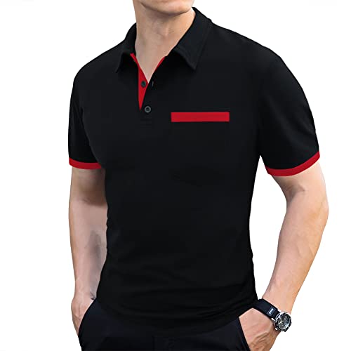 LOGEEYAR Men Polo Shirt Slim Fit Short Sleeve Cotton Golf Shirt Solid Performance Casual T-Shirts2