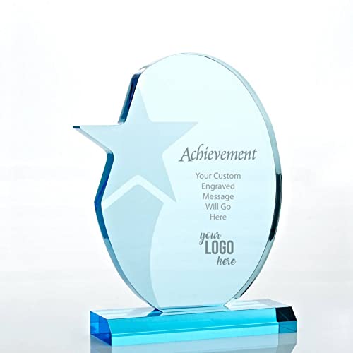 Baudville Engraved Sky Blue Acrylic Trophy - Shooting Star - Add Your Logo #TOP6
