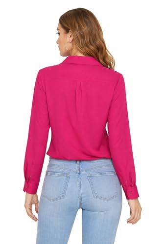 Image of MIZAGO Women's Classic Fit White V-Neck Full Sleeves Rayon Shirt