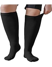 Plus Size Compression Sock For Men and Women: Graduated Compression Stockings for Support Flight Travel Running Pregnancy Sports Edema Nurses Athletic 20-30 mmHg 1Pairs