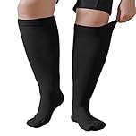 Plus Size Compression Sock For Men: Women Graduated Compression Stockings for Support Flight Travel Running Pregnancy Sports Edema Nurses Seniors Athletic Socks 20-30 mmHg Black 5XL 1Pairs