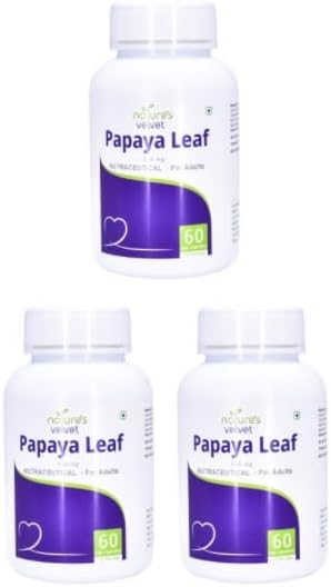 Natures Velvet Lifecare Papaya Leaf Extract(500mg), 60 Veg Capsules - Pack of 3