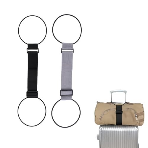 4PCS Ceintures de Fixation Élastiques pour Bagages, Noir et Gris, Ceinture de Fixation en Polyester Solide, Sangle à Bagage Portable pour Sac à Dos, Accessoires et Valise Cabine