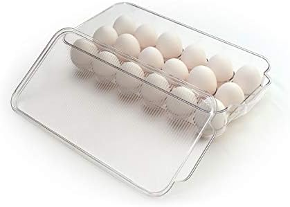 Totally Kitchen Egg Holder for Refrigerator, Fridge Organizers and Storage Clear, BPA-Free Plastic Storage Containers with Lid & Handles, 18 Eggs Tray Bins