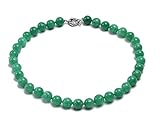 JYX 11mm Korean Jade Necklace Green Round Gemstone Beads Choker for Women 17'