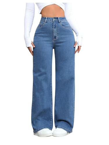 Jean Y2K femme taille haute pantalon denim stretch coupe droite