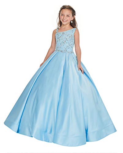 Junguan Little Girls' Straps National Pageant Dresses Long Princess Birthday Party Ball Gowns Glitz with Pockets3