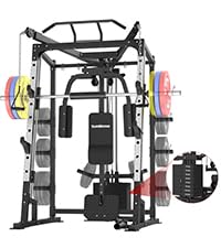 SunHome Smith Machine with 120LBS Weight Stack, 2000LBS Power Cage Squat Rack with Smith Bar, Two LAT Pull-Down Systems, Cable Crossover Machine and and More Cable Attachment for Home Gym